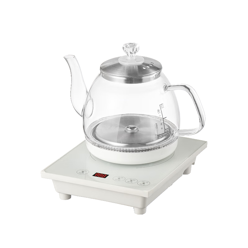 立客全自动上水壶电热水壶底部上水茶台烧水壶多段调温智能快速煮水单茶炉套装上水壶一体机家用煮茶壶 1L 高硼硅玻璃（带蓝光灯）套装