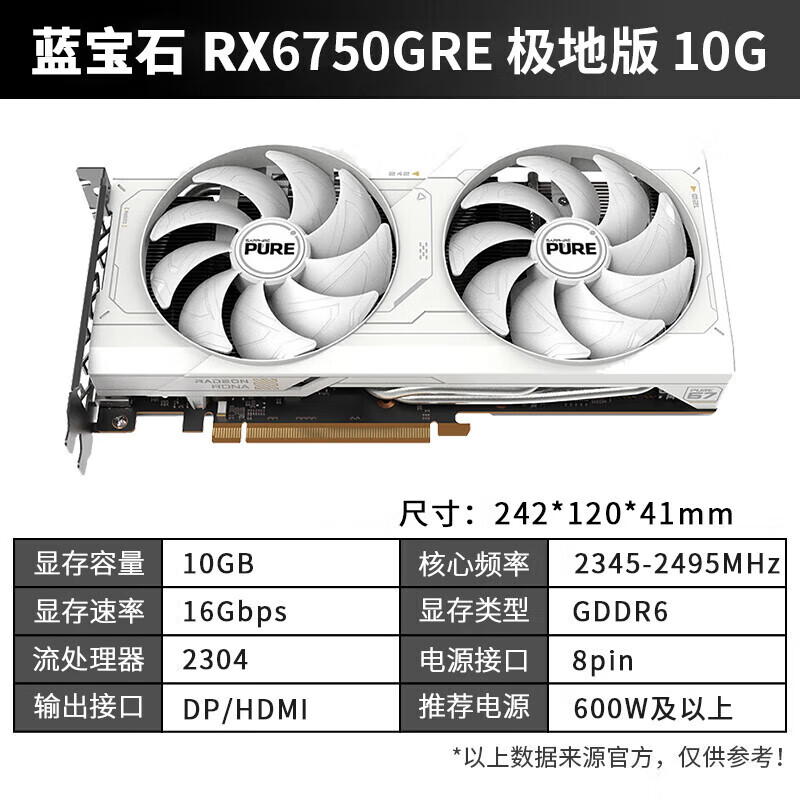 技嘉AMD RX7700XT 12G/RX 6750 GRE 猎鹰10G台式机独立游戏显卡 蓝宝石 RX 6750 GRE 10G 极地版 12GB