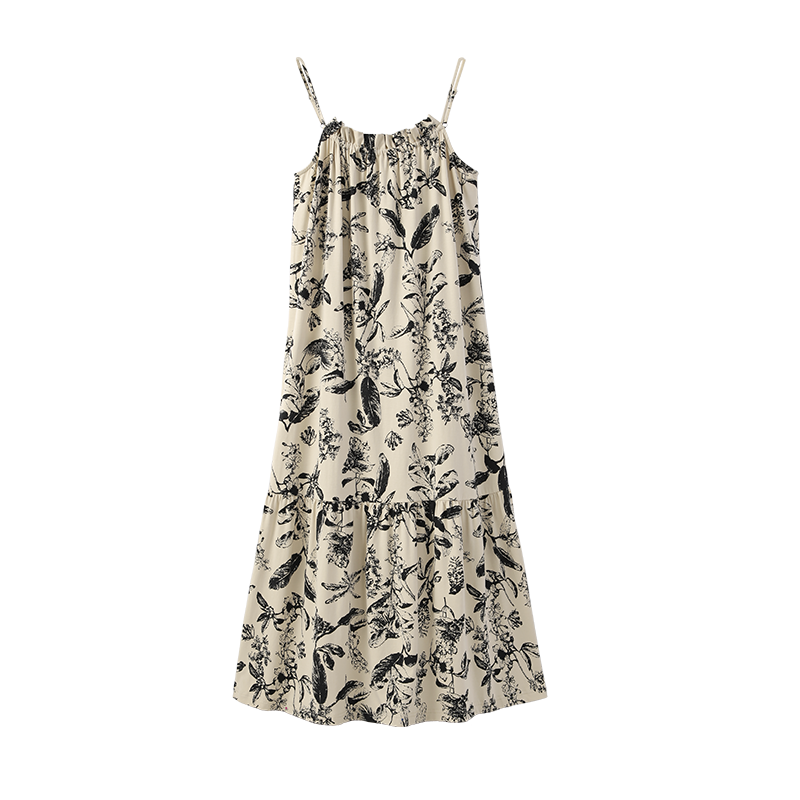 安之伴【新中式】睡衣女夏季親膚彈彈棉國風(fēng)吊帶中長(cháng)款女士睡裙沙灘裙