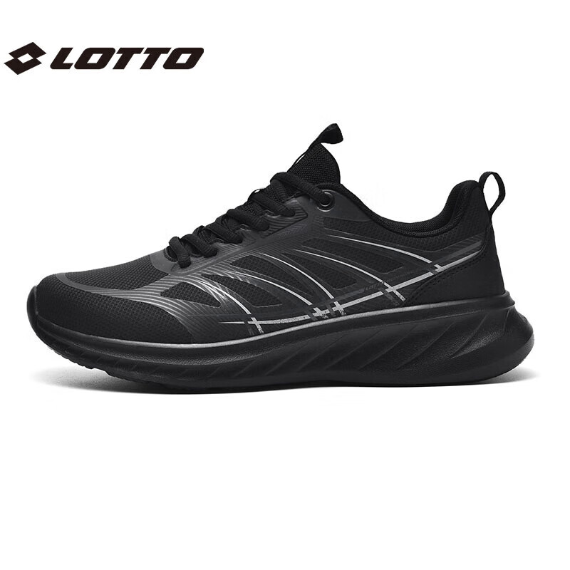 乐途（LOTTO）跑步鞋户外休闲鞋男鞋春季防泼水减震软底运动鞋徒步鞋男款 黑色·男 42