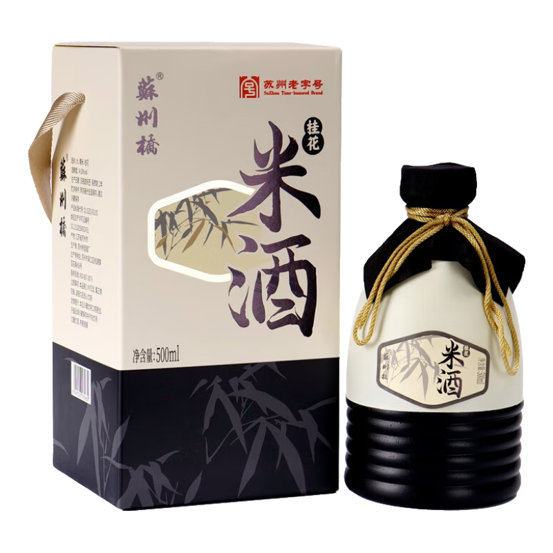 蘇州橋蘇州橋禮盒裝桂花米酒10度500ml/瓶 蘇州特產(chǎn)冬至團圓飲品糯米酒 蘇州橋·10度桂花米酒單壇禮盒裝