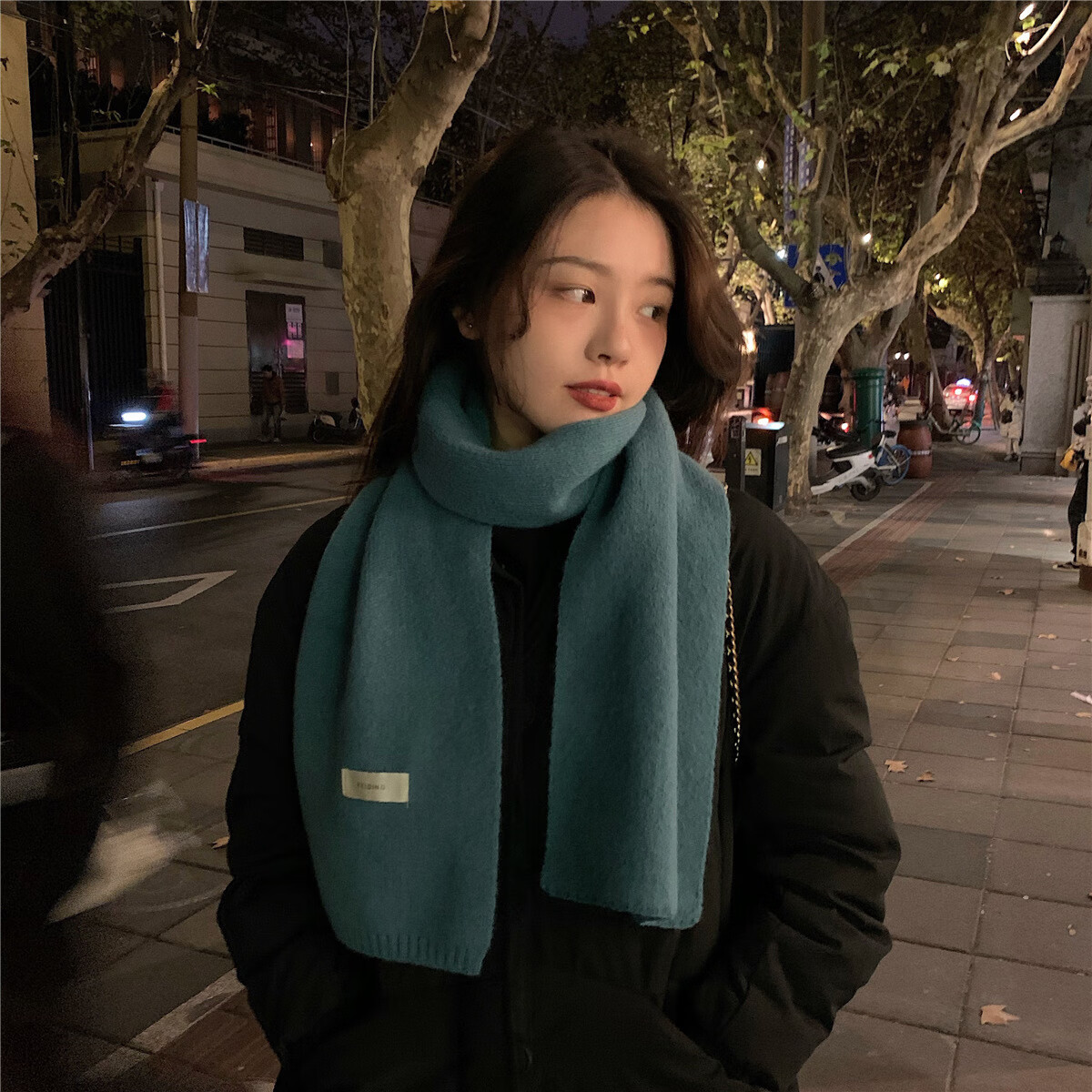 【好物优选】纯色围巾女秋冬季保暖百搭时尚学生针织小围脖男新款 克莱因蓝