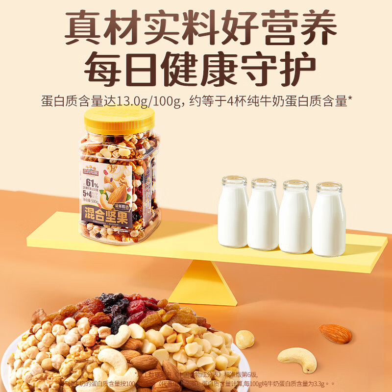 三只松鼠罐装每日坚果500g核桃腰果夏威夷果葡萄干休闲零食中秋团购送礼 图 6