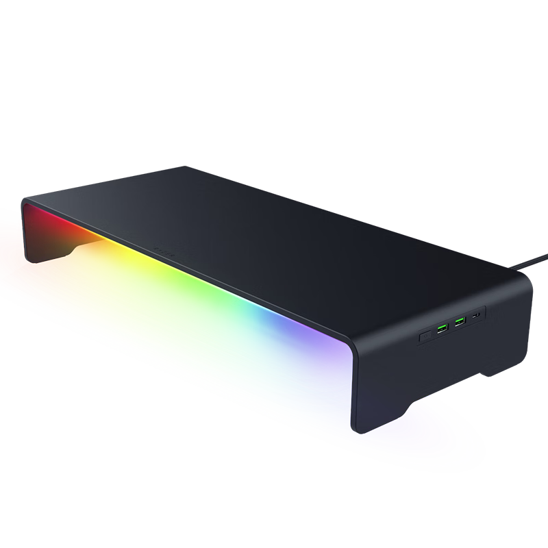 雷蛇（Razer）顯示器幻彩增高架 電腦桌支架筆記本支架屏幕 USB 3.0擴展 4口擴展 可重映射按鍵 便捷收納槽位