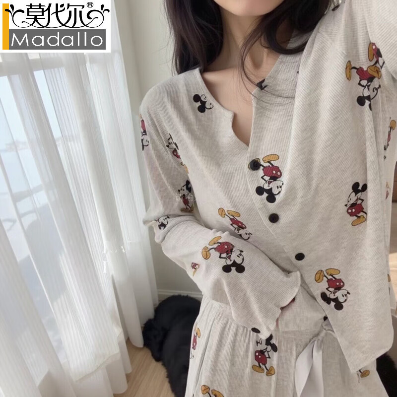 莫代爾卡通米奇2026新款莫代爾棉睡衣女士春秋季長袖大碼夏天甜美家居服 可愛米奇【長袖+長褲】 M 【建議80-100斤，送運費險】