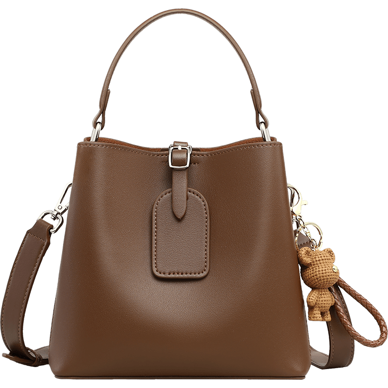 viney新款轻奢水桶包包女包牛皮斜挎包生日元旦礼物送女生女友 【咖啡色】新年节礼物送老婆高级感实用单肩包 品牌大容量休闲通勤手提包