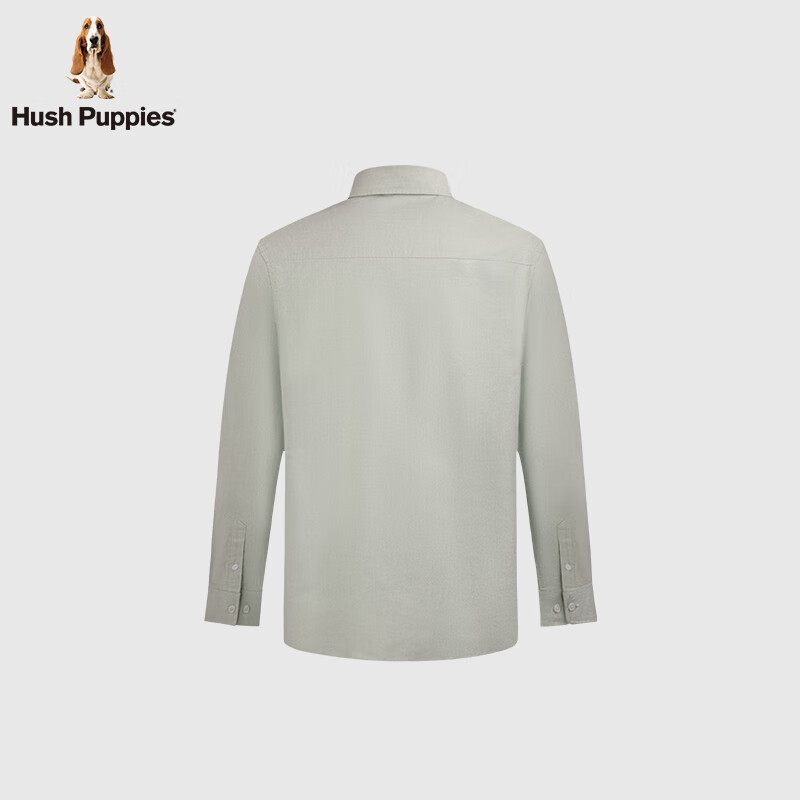 暇步士(Hush Puppies)【王天辰明星同款】男装2025春秋新款柔软舒适长袖衬衫 薄荷灰绿 XL
