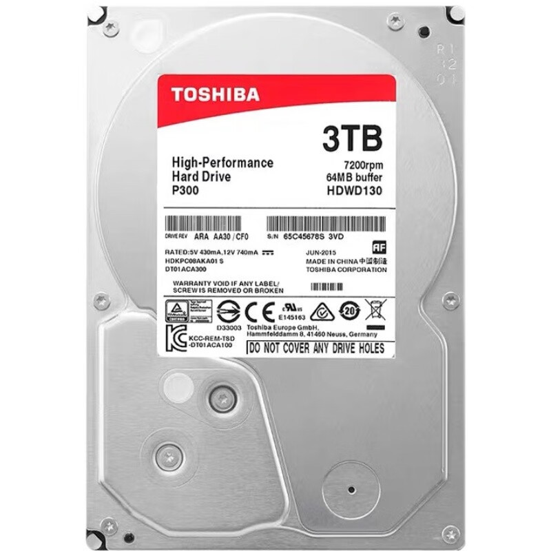 东芝P300 HDWD130企业级硬盘PMR/CMR垂直3.5 7200转3T台式机电脑