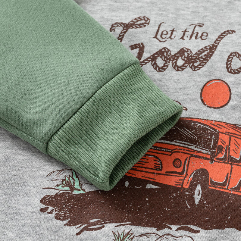 WELLKIDS童装春季新款儿童套装男童卫衣卫裤宝宝卡通套头两件套春装 灰色汽车 90