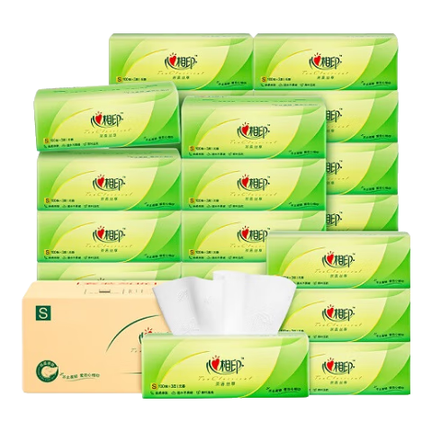 心相印茶语丝享抽纸3层家用实惠装面巾纸卫生纸巾纸抽餐巾纸擦手抽纸 3层100抽20包整箱