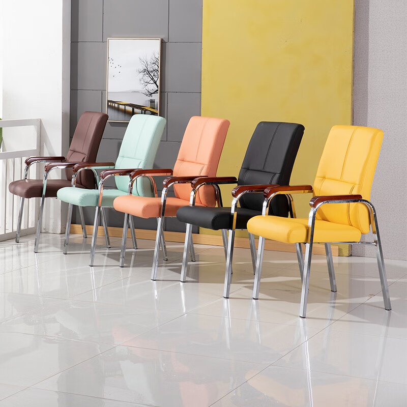 卡罗旋律麻将椅固定脚棋牌室专用椅子茶楼四脚座椅电脑椅家用办公椅会议椅 807黑色皮质扶手 钢制脚 x 固定扶手