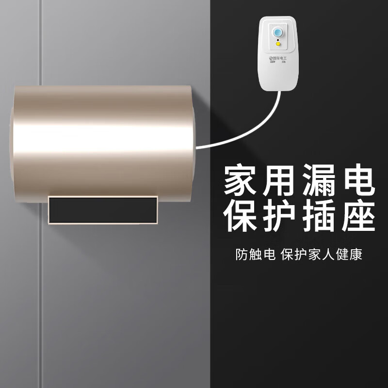 国际电工漏电保护器插头热水器空调大功率接线防漏电插头 漏电保护插头 【加厚款漏保插头】16A-直插款