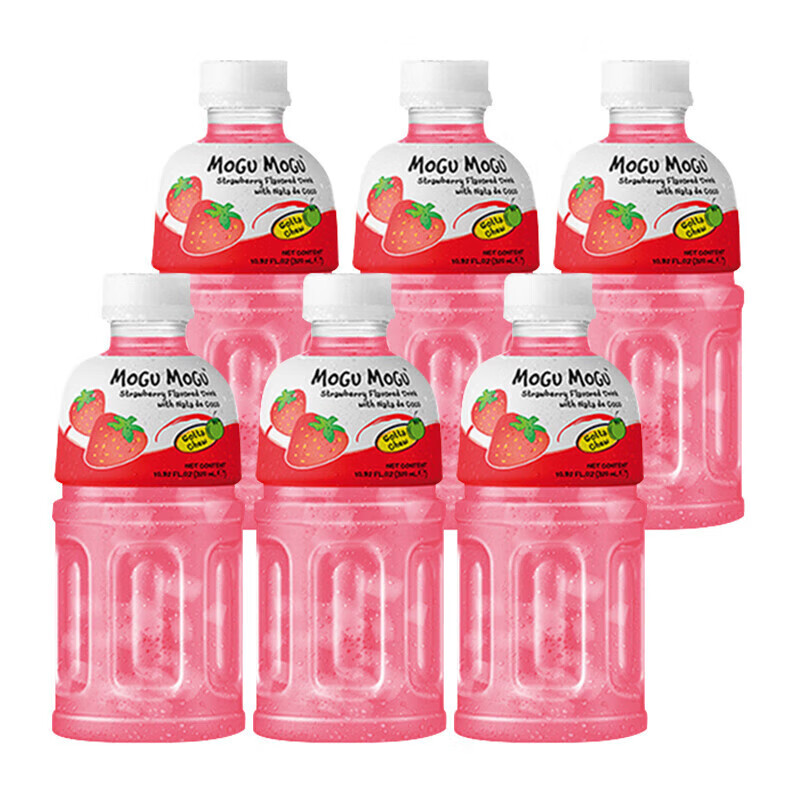 摩咕摩咕泰國(guó)進(jìn)口mogumogu飲料椰肉果汁風(fēng)味橙汁芒果汁葡萄汁飲料 草莓汁 320ml*12瓶【整箱】