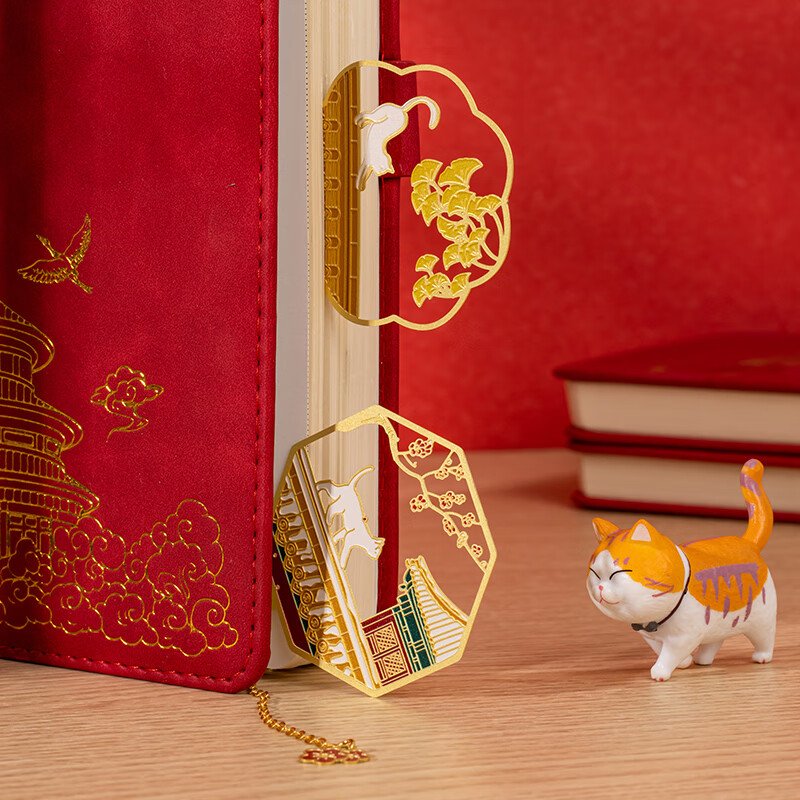 天色故宫猫中国风金属书签礼盒文创北京旅游纪念品毕业送全班同学女老师生日伴手礼物TS-5933漫花墙猫