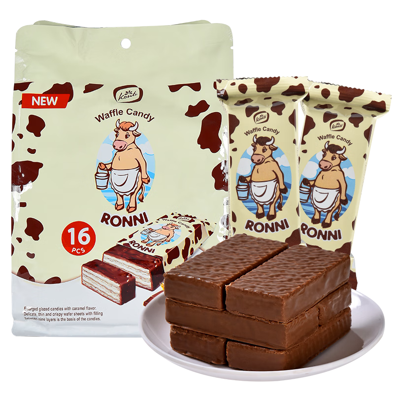 KONTI 俄罗斯威化饼干原装进口康吉大牛威化休闲零食品528g