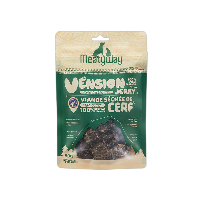 Meatyway爵宴狗零食磨牙肉干宠物训练奖励 原产新西兰进口鹿肉干 80g
