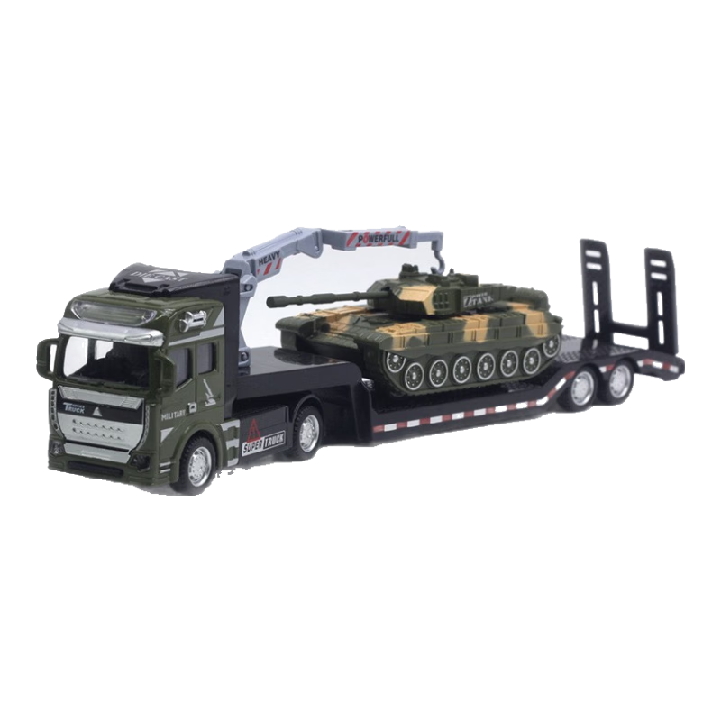 中麥微兒童玩具坦克玩具套裝回力合金小汽車仿真軍事模型運(yùn)輸車裝甲車 軍事運(yùn)輸車+坦克車套裝