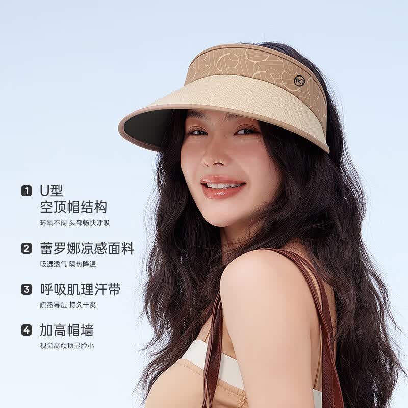 VVC遮阳帽女夏季户外防晒帽空顶帽太阳帽骑车帽子女士小香风 月白 甜茶
