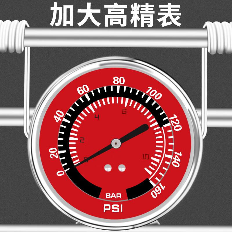 欧耐脚踏打气筒自行车电动车汽车家用便携高压脚踩式车载充气泵通用 特粗双管加大高压精准表5415LB