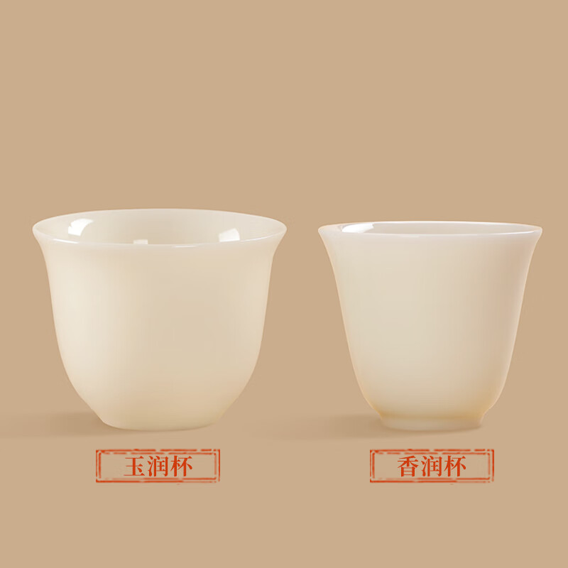 钰铨龙门 冰清玉洁琼瑶盖碗大套组 德化传统中国白瓷高端泡茶碗茶具礼盒装 琼瑶盖碗大套组-玉润杯