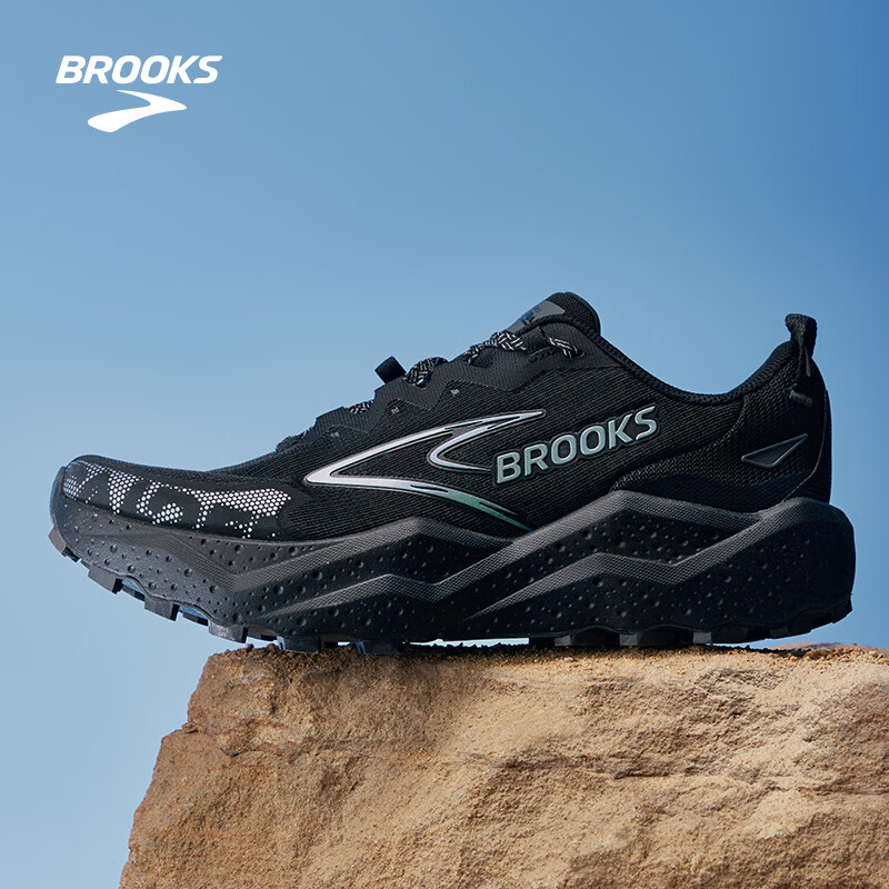 布鲁克斯（BROOKS）CALDERA 山啸8  跑鞋男女款越野运动跑步鞋 男款 极光黑/乌木色 42.5