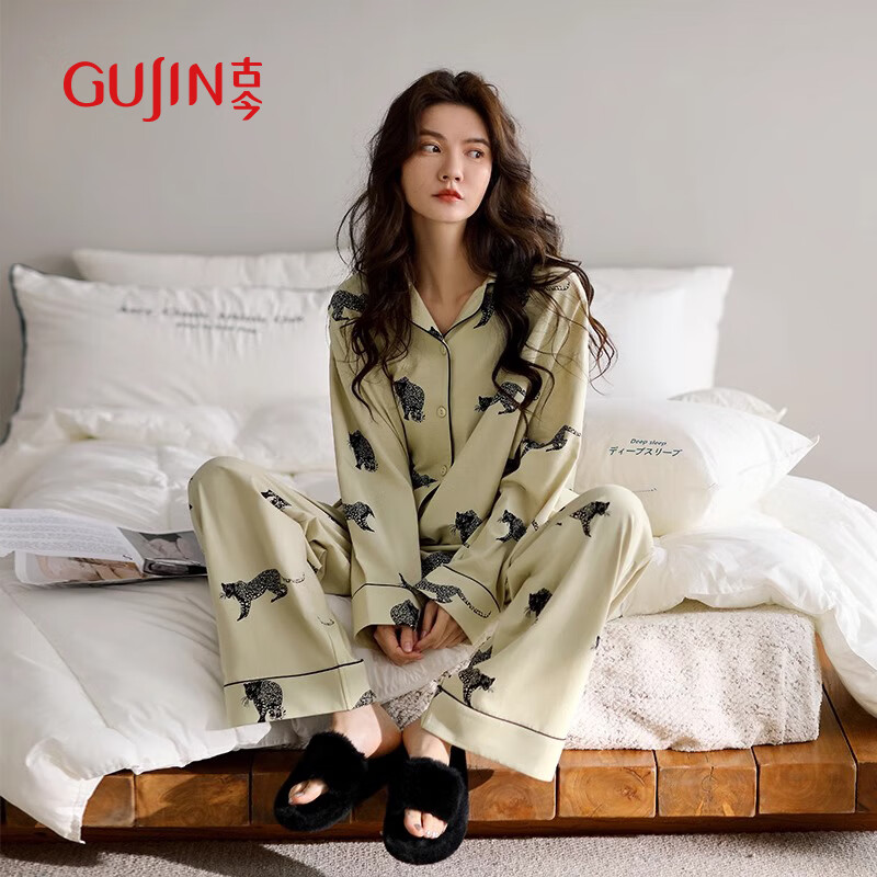 古今（GUJIN）春夏新品純棉睡衣女卡通家居服女士可外穿清新睡褲大碼套裝L