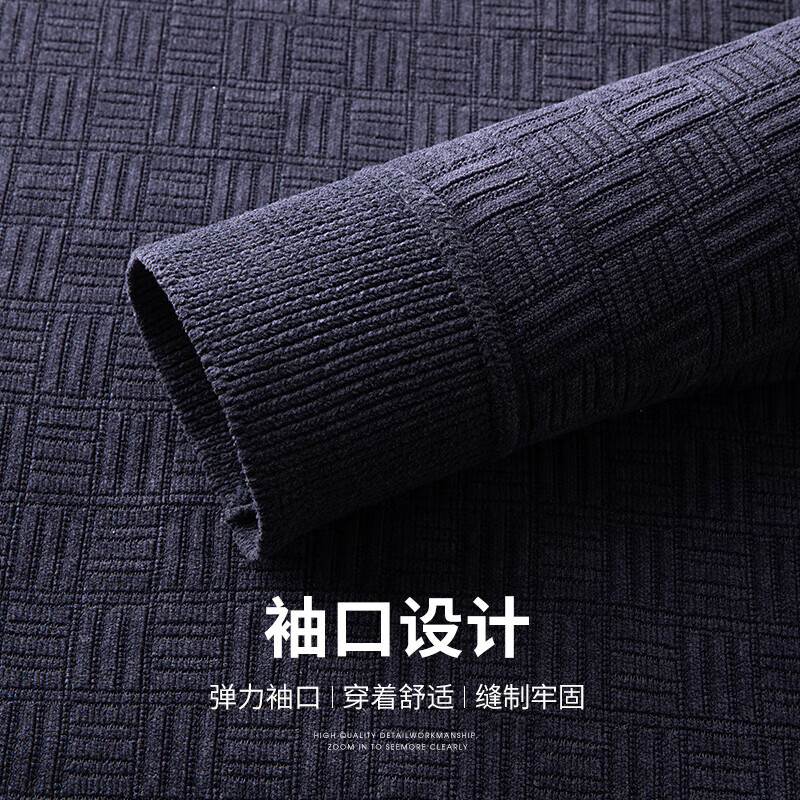 SHANSHAN杉杉针织衫男冬季男士商务休闲加绒加厚毛衣抗寒保暖内搭圆领上衣 哈青色 XL (180) /180