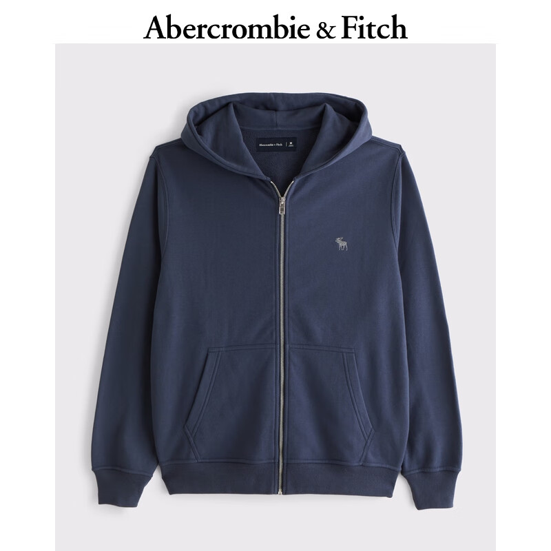 ABERCROMBIE & FITCH男裝女裝情侶裝25春季新款經(jīng)典小麋鹿毛圈布衛(wèi)衣外套KI122-5251 海軍藍(lán) S (175/92A)