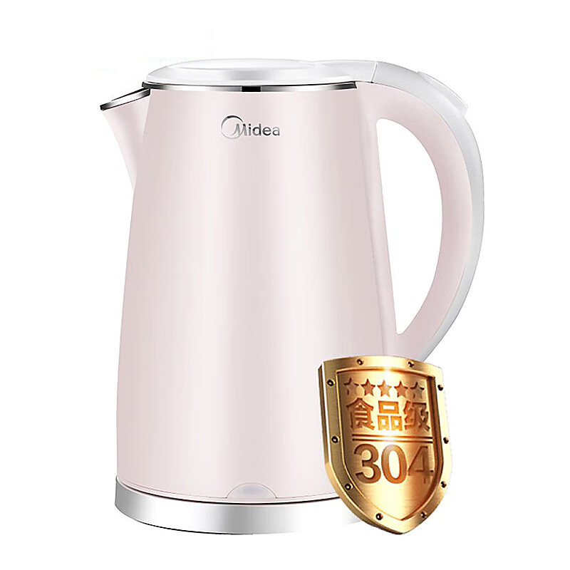 美的（Midea）/美的WHJ1705b电热水壶双层隔热304不锈钢烧水壶1.7L大容量【尾货机】 粉色WHJ1705B 1.7L(1500W)
