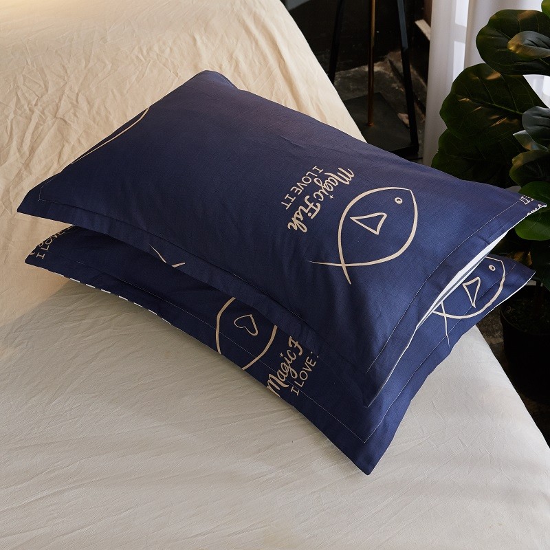 万妙家纺 枕头套全纯棉枕套印花床上用品一个/一对装 魔法鱼 2个装枕套48*74cm