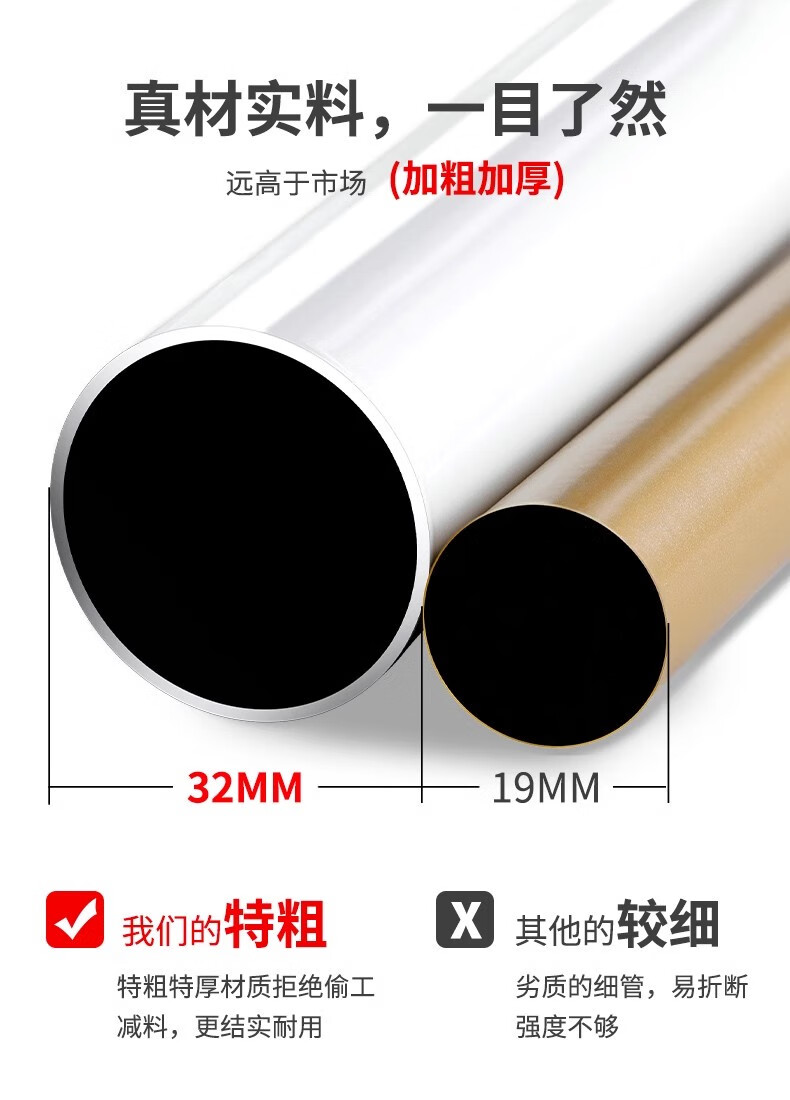 挂衣架落地卧室简易晾衣架子移动家用室内房间衣服衣帽架杆式小型 真材实料一目了然特粗32mm管径