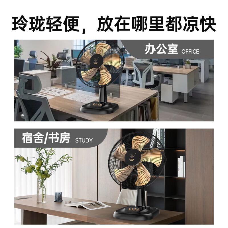 钻石牌（DIAMOND）台式电风扇桌面风扇宿舍办公室转页扇学生客厅床头摇头大风扇台扇WY 12寸铝叶台扇