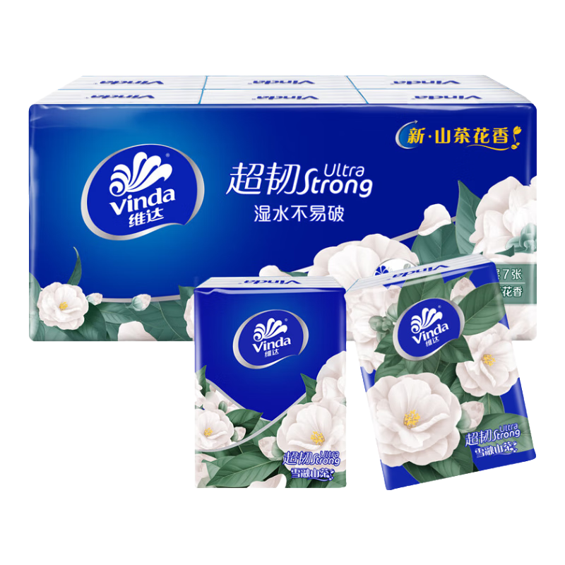 维达超韧手帕纸便携式餐巾纸山茶花香超迷你校园超韧餐巾纸巾 山茶花香 4层 7张*24包