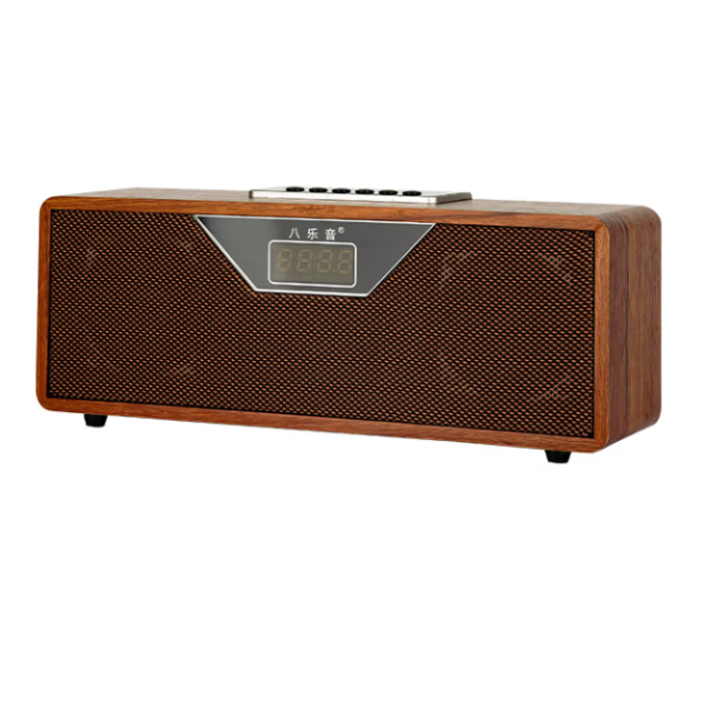 八乐音复古木质蓝牙音箱电脑手机车载电视同轴投影仪高低音炮桌面户外木质音响 TWS串联 木纹色