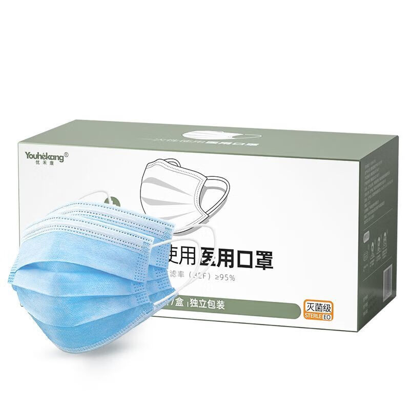 优禾康一次性外科口罩三层外用口罩医生防护独立包装 级/50只独立包装型