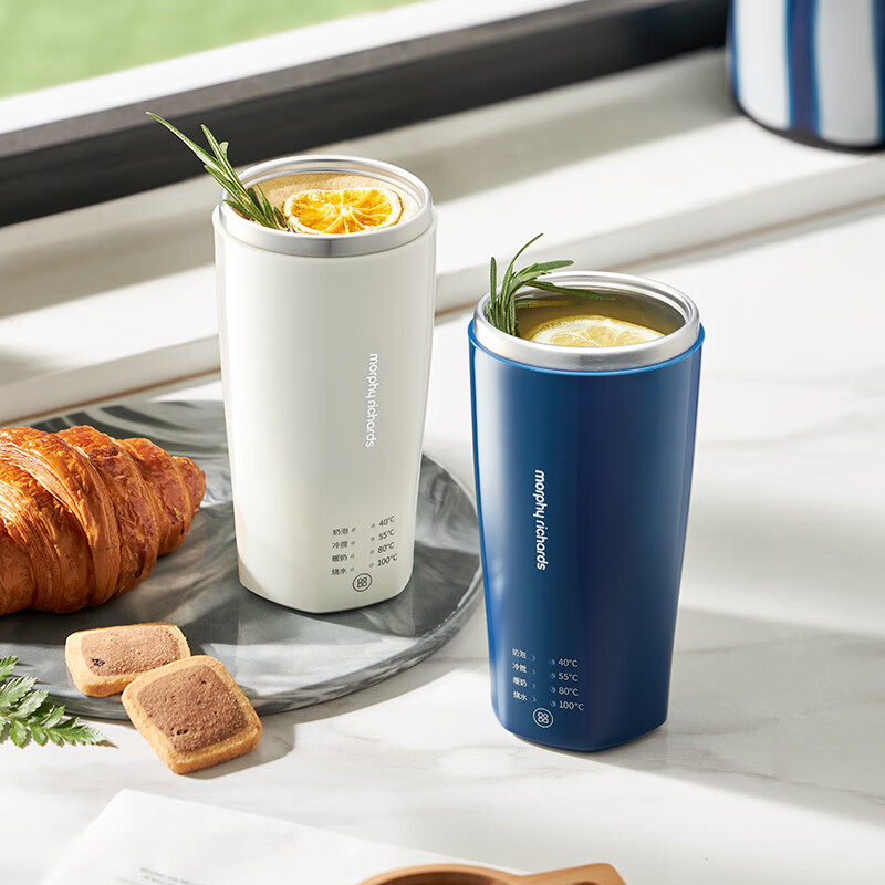 摩飞电器（Morphyrichards）【全新升级】烧水杯奶泡杯家用打奶泡器牛奶打发器电动咖啡搅拌加热便携式烧水壶MR6066 0.3L 椰奶白