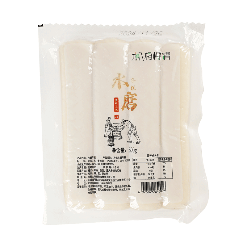 宁波风味水磨年糕条炒年糕条方便速食材部队火锅配料四根装零添加 水磨年糕四根装500g*1包