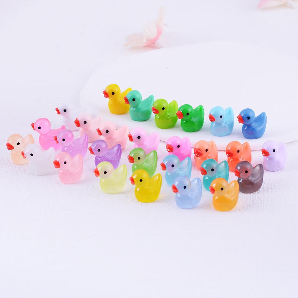 摆件微缩彩色小鸭子动物苔藓造景跨境出口 小黄鸭摆件-夜光款-20个