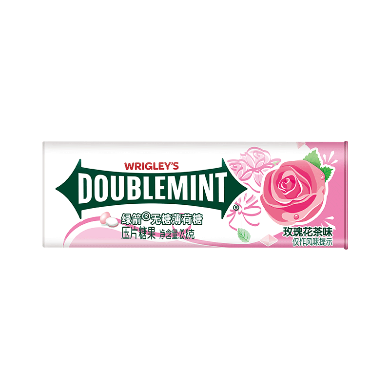 綠箭 無(wú)糖薄荷糖 玫瑰花茶味 23.8g約35粒/瓶 休閑零食糖果 清新口氣
