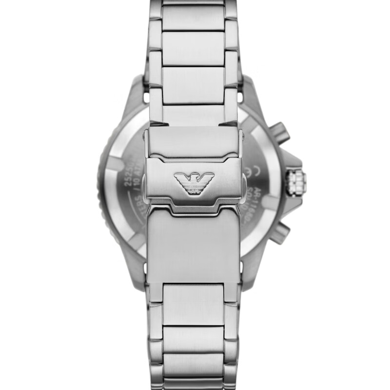 EMPORIO ARMANI阿玛尼手表官方正品男士太阳能三眼计3.8女神节友送男友礼物 银色AR11681 43.5mm