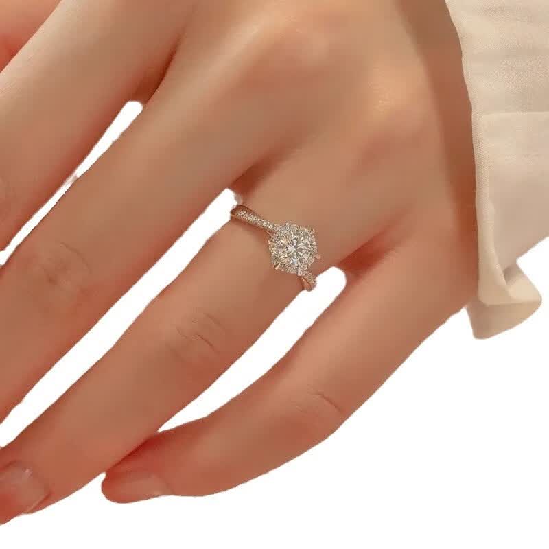 河南人工钻戒柘城人造钻石结婚时尚钻石戒指星织商丘戒 J87星织戒指-女戒 开口可调节