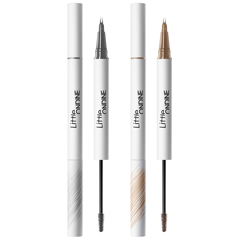 小奧?。╨ittleondine）雙頭定型水眉筆01+03（雙叉頭款） 野生眉膠筆持久防水防汗不暈染
