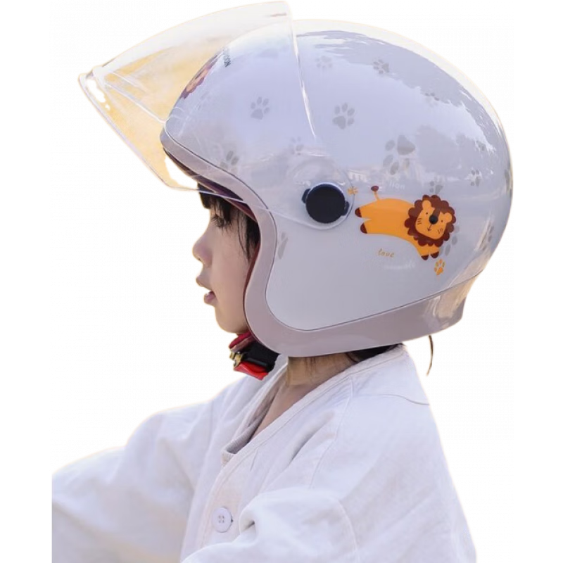 SUNRIMOON森瑞夢3C認(rèn)證兒童男女孩電動車頭盔四季通用冬季安全帽 3C獅王星巴【高清長鏡】 S