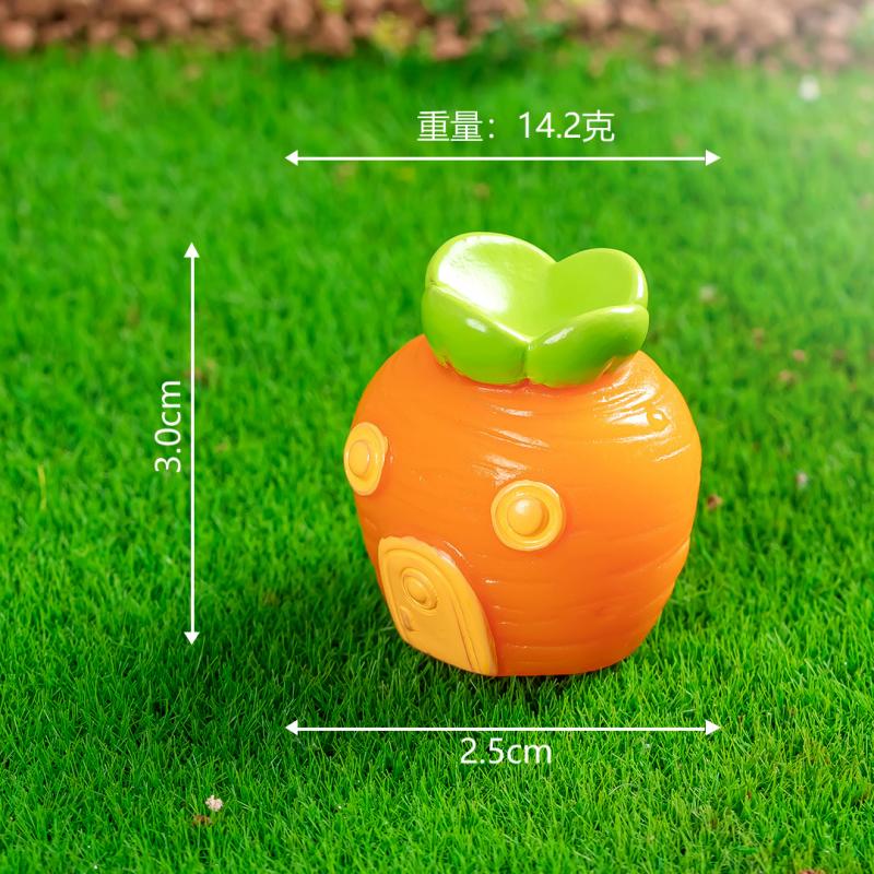 集物一册卡通小兔子微景观摆件胡萝卜萌兔园树脂摆件车载摆件创意元旦礼物 Q版胡萝卜兔（一套6件）