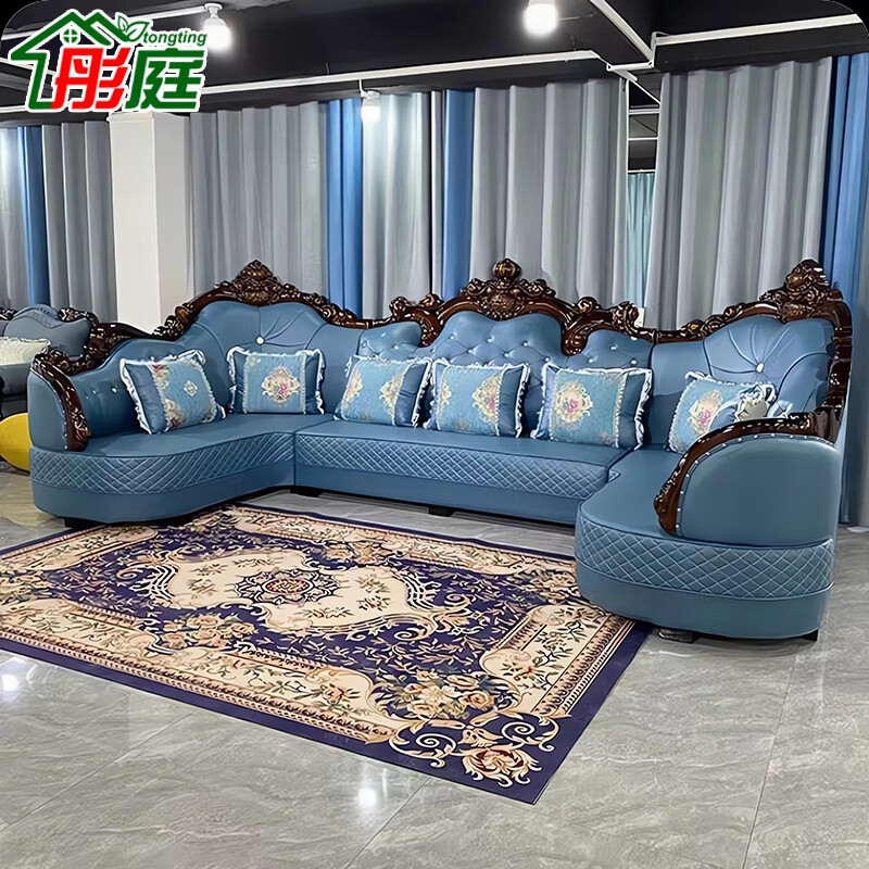 彤庭超大款别墅自建房地下室KTV欧式组合U型双贵妃科技猫抓皮免洗沙发 2268科技布 定制 4m 双贵妃沙发
