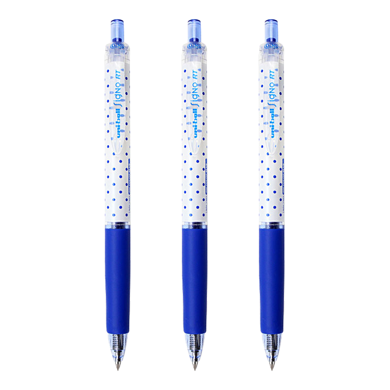 uni三菱 uni-ball UMN-138S按動藍筆中性筆高顏值0.38mm藍色簽字筆商務學生專用水筆水性筆 3支