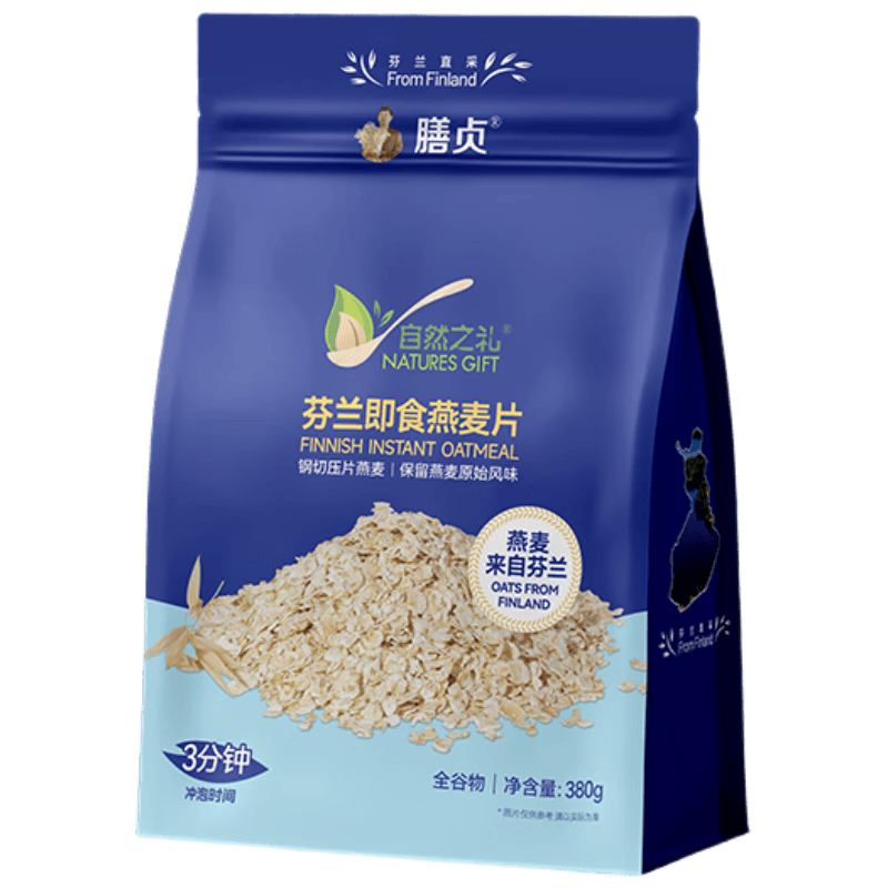 膳贞【尝鲜装】芬兰即食燕麦片 380克 营养早餐 膳食纤维  零添加蔗糖