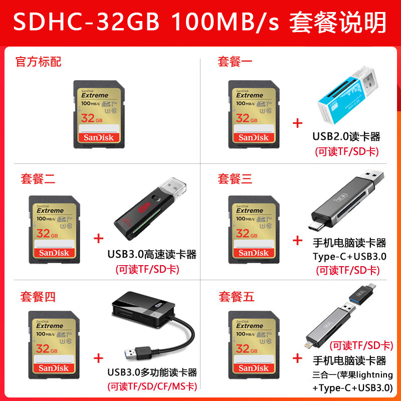 闪迪（SanDisk）sd卡32g内存存储卡 相机内存sd卡佳能尼康索尼松下相机存储卡 32GB 金卡SDHC--U3 4K 10 官方标配
