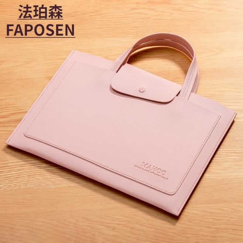 法珀森（FAPOSEN）轻薄笔记本手提电脑包适用苹果13.3华为14寸戴尔华硕好看的15.6寸 少女粉【2层口袋】 13英寸