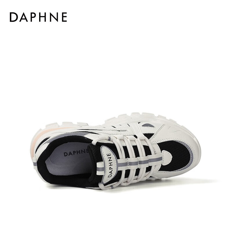 达芙妮（DAPHNE）女鞋增高小白鞋女透气鞋子女2021新款休闲运动鞋JL 米黑色 40